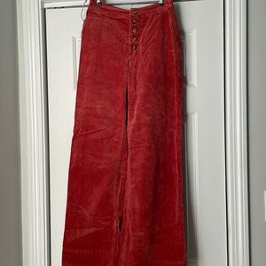 Pilcro Anthropologie red corduroy wide leg pants